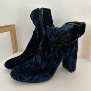 Mossimo Supply Co. Velvet Heeled Boots in Deep Blue